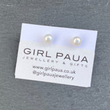 Freshwater Pearl Stud White - by Mhairi Sim - Girl Paua