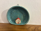 Wall plaque with tiny cottage - by Claire Farmer - Little Bird Ceramics