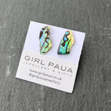 Paua Shell Natural Shape Stud Earrings - by Mhairi Sim - Girl Paua