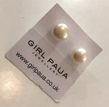 Freshwater Pearl Stud White - by Mhairi Sim - Girl Paua