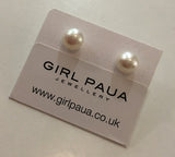 Freshwater Pearl Stud White - by Mhairi Sim - Girl Paua