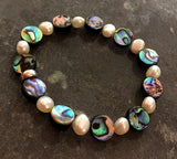 Beautiful Paua Shell & Freshwater Pearl Bracelet - by Mhairi Sim - Girl Paua