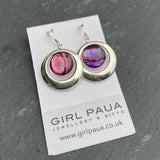 Paua Shell in Silver Frame Earrings - by Mhairi Sim - Girl Paua