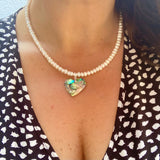 Beautiful Paua Shell & Freshwater Pearl Necklace - by Mhairi Sim - Girl Paua