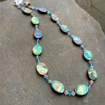 Paua Shell & Coloured Crystal Necklace - by Mhairi Sim - Girl Paua