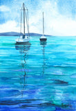 Boats -Various Small Mounted Prints - By Gillian Kingslake