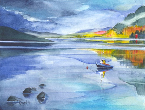 'Reflections Loch Sunart' Framed Original Watercolour by Gillian Kingslake