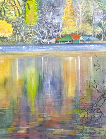 "Colours of Autumn, Loch Ard" Framed Original Watercolour by Gillian Kingslake