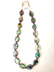Paua Shell & Coloured Crystal Necklace - by Mhairi Sim - Girl Paua