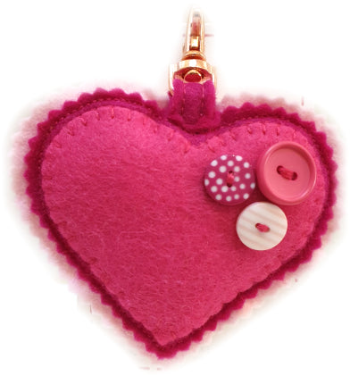Felt Heart Keyrings with Button Details - by Lucy Jackson