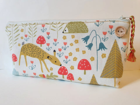 Woodland Scene Canvas Zip Pouch - by Lucy Jackson