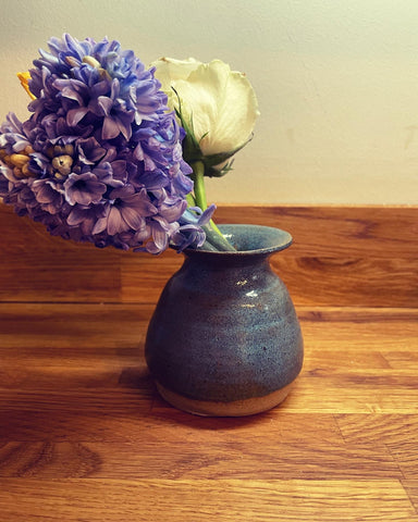 Blue Stoneware Bud Vases - by Claire Farmer - Little Bird Ceramics