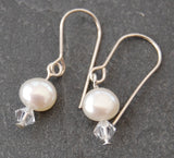 Freshwater Pearl & Crystal Earrings White - by Mhairi Sim - Girl Paua