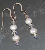 Freshwater Pearl & Crystal Earrings White - by Mhairi Sim - Girl Paua