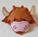 Highland Cow Felt Brooch - by Lucy Jackson