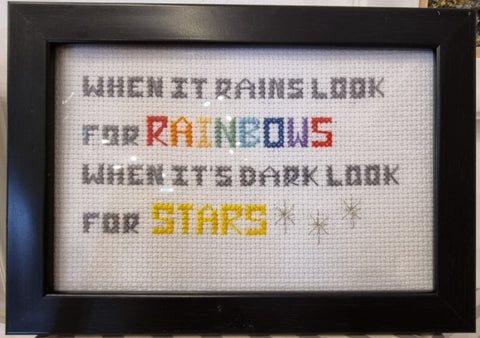 Look For Rainbows Framed Cross Stitch - by Fiona Whyte