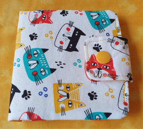 Wallet in Colourful Cats Fabric- by Lucy Jackson