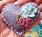 Flower Heart Felt Brooches - by Lucy Jackson