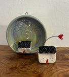 Wall plaque with tiny cottage - by Claire Farmer - Little Bird Ceramics