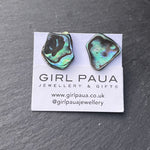 Paua Shell Natural Shape Stud Earrings - by Mhairi Sim - Girl Paua