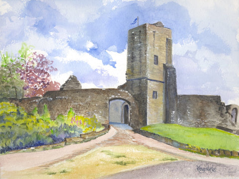"Mugdock Castle" - unframed original watercolour - by Gillian Kingslake