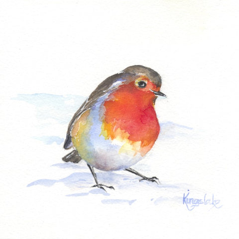 "Christmas Robin" - unframed original Christmas watercolour- by Gillian Kingslake