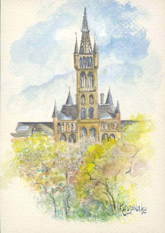 "The Tower, Glasgow University" Original Watercolour By Gillian Kingslake