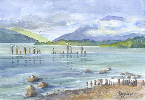 Sentinels at Lomond Shores - Unframed Original Watercolour By Gillian Kingslake