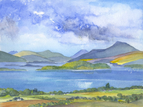 'Summer Skies, Loch Lomond' Framed Original Watercolour by Gillian Kingslake