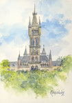 "Glasgow University Tower" Original Watercolour By Gillian Kingslake