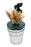 Teal ceramic flower jar, background removed