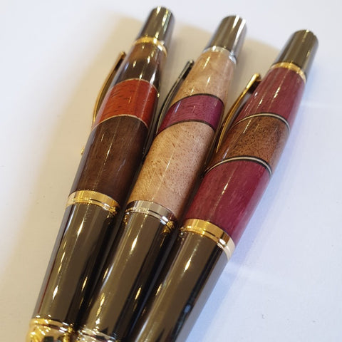 Segmented Turned Wooden Pens by Neil Paterson