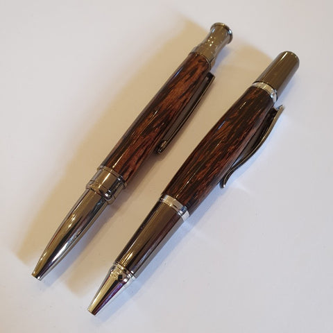 Turned Wooden Pens in Black Palm by Neil Paterson