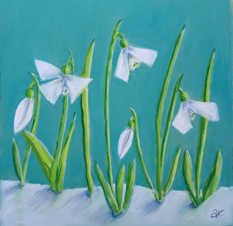 "Hope" Snowdrops Pastel Print by - Annette Robertson