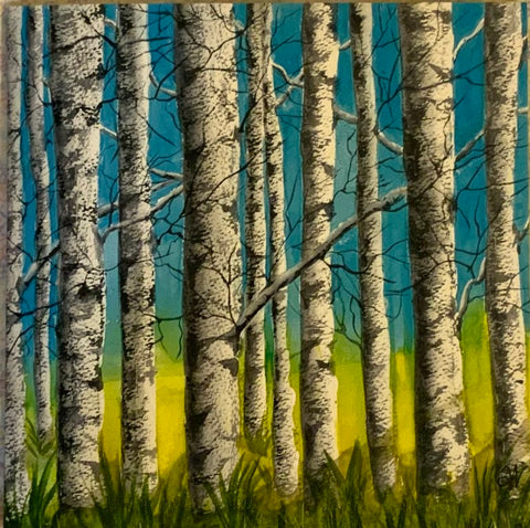 Woodland Birches Watercolour by - Annette Robertson
