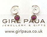 Paua Shell Koru Swirl Earrings - by Mhairi Sim - Girl Paua