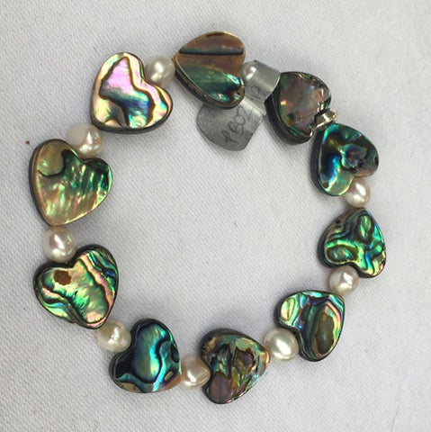 Beautiful Paua Shell & Freshwater Pearl Bracelet - by Mhairi Sim - Girl Paua