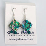Paua Shell and Crystal Earrings Double Drop- by Mhairi Sim - Girl Paua