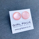 Pink Mother of Pearl Stud Earrings - by Mhairi Sim - Girl Paua