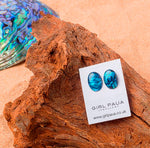 Blue Oval Paua Shell  Earrings - by Mhairi Sim - Girl Paua