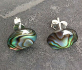 Paua Shell Oval Stud Earrings - by Mhairi Sim - Girl Paua