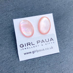Pink Mother of Pearl Stud Earrings - by Mhairi Sim - Girl Paua
