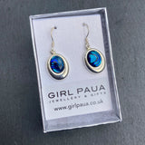 Paua Shell in Silver Frame Earrings - by Mhairi Sim - Girl Paua