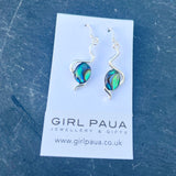 Paua Shell in Silver Frame Earrings - by Mhairi Sim - Girl Paua