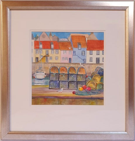 'St Monans Harbour' Framed Original Watercolour by Gillian Kingslake
