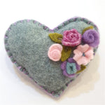 Flower Heart Felt Brooches - by Lucy Jackson