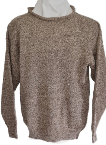100% Wool Roll Neck Sweater Brown Fleck - by Caroline Bruce