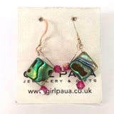 Paua Shell and Crystal Earrings Double Drop- by Mhairi Sim - Girl Paua
