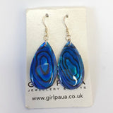Blue Drop Paua Shell  Earrings - by Mhairi Sim - Girl Paua