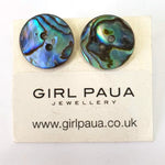 Paua Shell Button Stud Earrings - by Mhairi Sim - Girl Paua